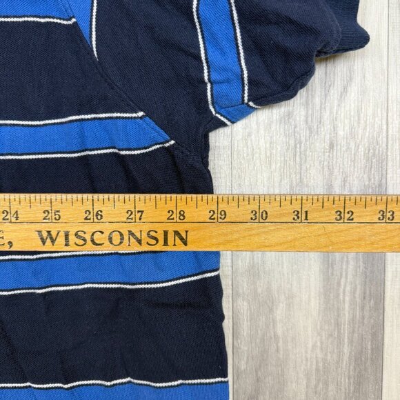 ✅ Mens 2XLT Beverly Hills Polo Club Navy Blue Striped Polo Shirt Short Sleeeve - Picture 5 of 9